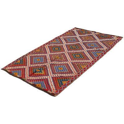 Tapisserie Ayah rouge foncé Kilim 5 pi 8 po x 9 pi 11 po