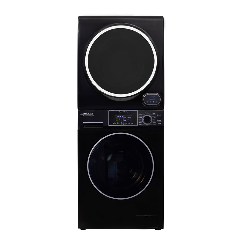 Equator PREMIUM STACKABLE 15 Lbs Washer 1.62cf 110V+Vented DIGI Dryer 3.5cf 110V, Black