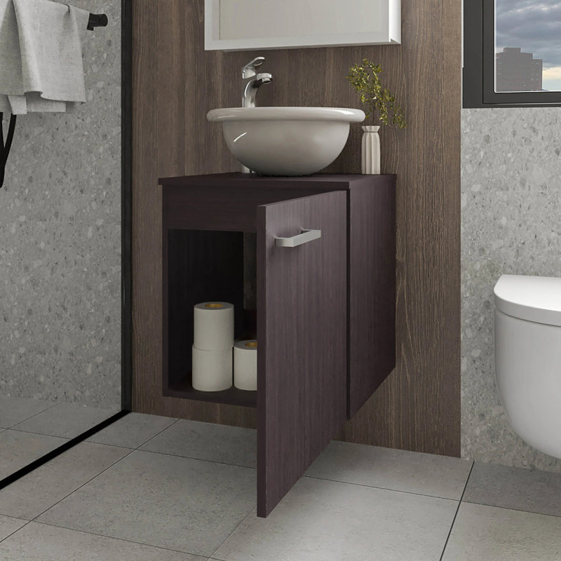 Meuble-lavabo avec lavabo intégré Wengue, Marron foncé