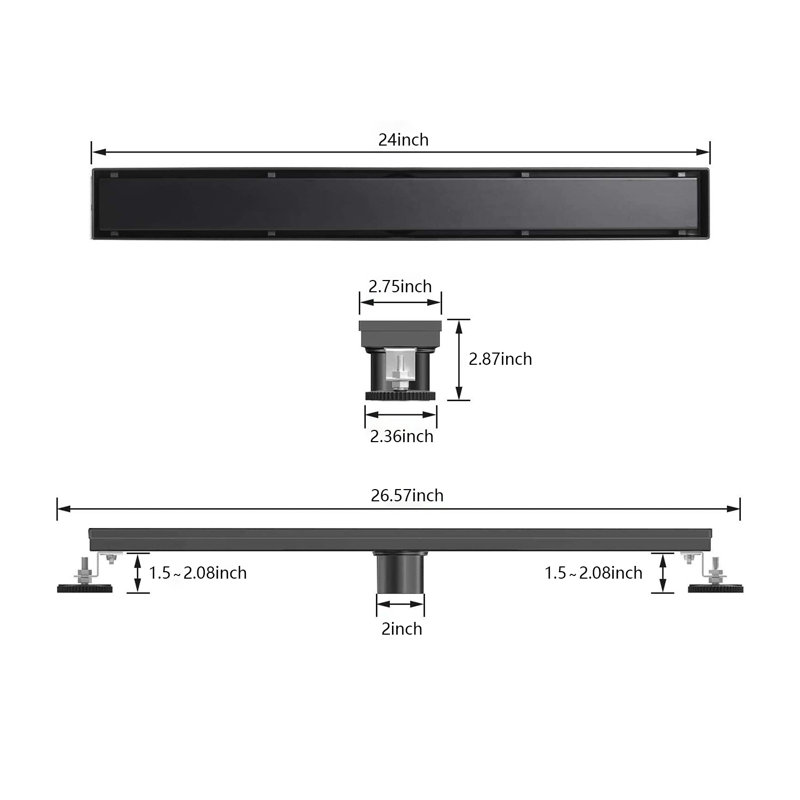 W Linear Grid, Matte Black, 2.87" H x 24"W x 2.75" D