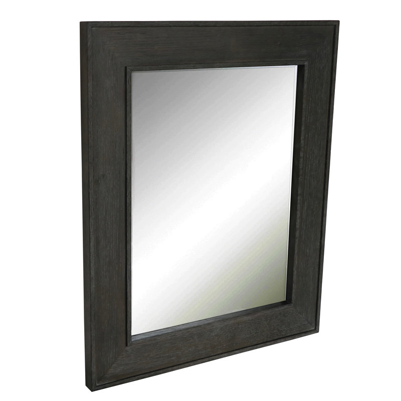 Solid Oak Flat Wall Mirror, Dark Oak