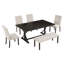 Ensemble de 6 tables de salle à manger de style campagnard avec table rectangulaire en bois 72 po-621424602