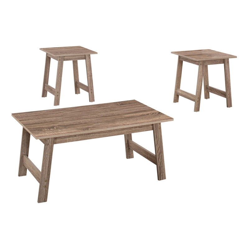 3 Piece Table Set Includes A Rectangular Coffee Table And Two Matching Square End Tables, Center Table, Taupe
