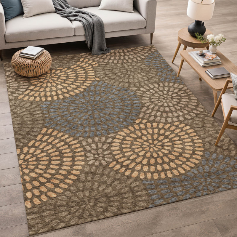 Tapis géométrique intérieur / extérieur lavable à la machine Chantille ACN2492, Chocolat, 2 pi 6 po x 3 pi 10 po