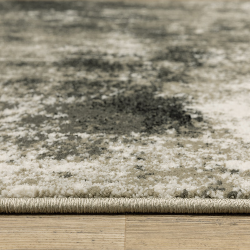 Abstract Charcoal/Gray/Beige Area Rug, Runner 2'3" x 7'6"
