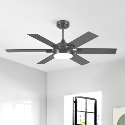 46/52" Ceiling Fan with Lights Remote Quiet DC Motor Dimmable 3 Colours 6 Speeds Modern for Living Room Patio