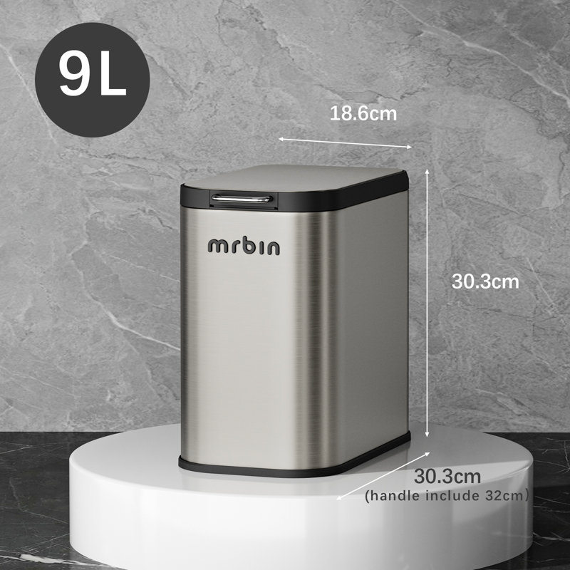 Poubelle de salle de bain en acier inoxydable à l'épreuve des chiens avec couvercle à pression, petite poubelle en métal mince pour chambre à coucher étroite, cuisine, meuble-lavabo, gris éclipse