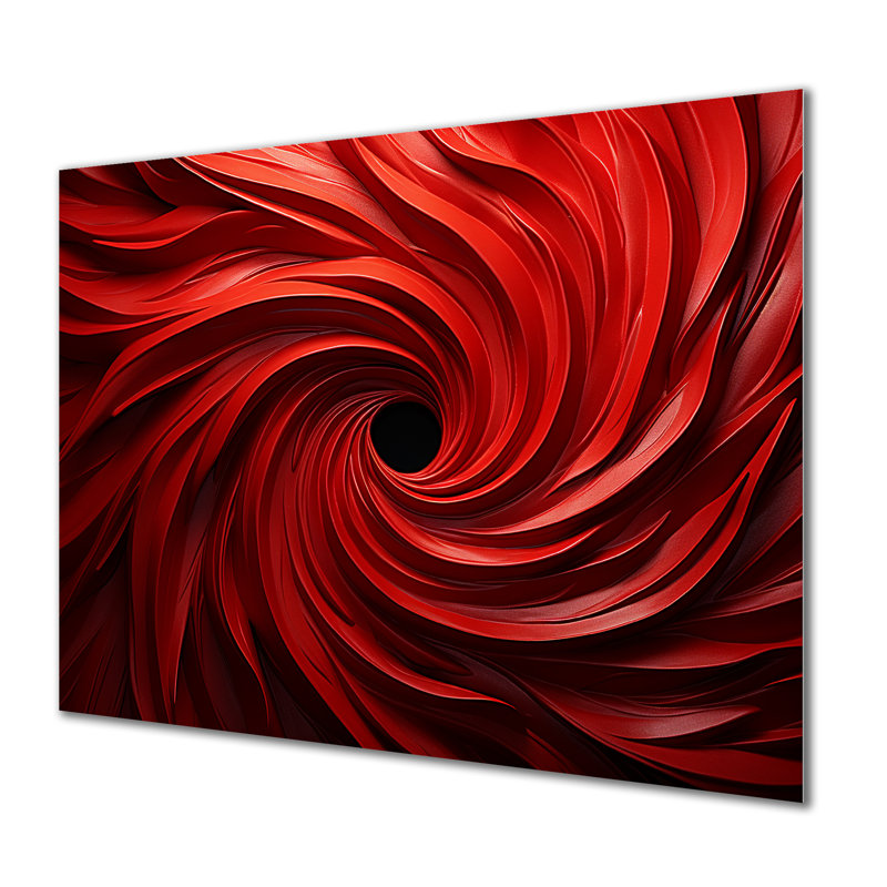 Red Abstract Spiral Dreamscape III - Abstract Spirals Metal Wall Art, 12" H x 20" W x 1" D