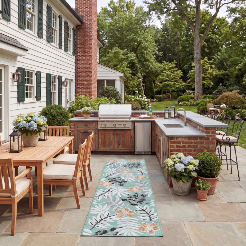 Cabana 405 Floral Indoor/Outdoor Area Rug, Runner 2' x 8'