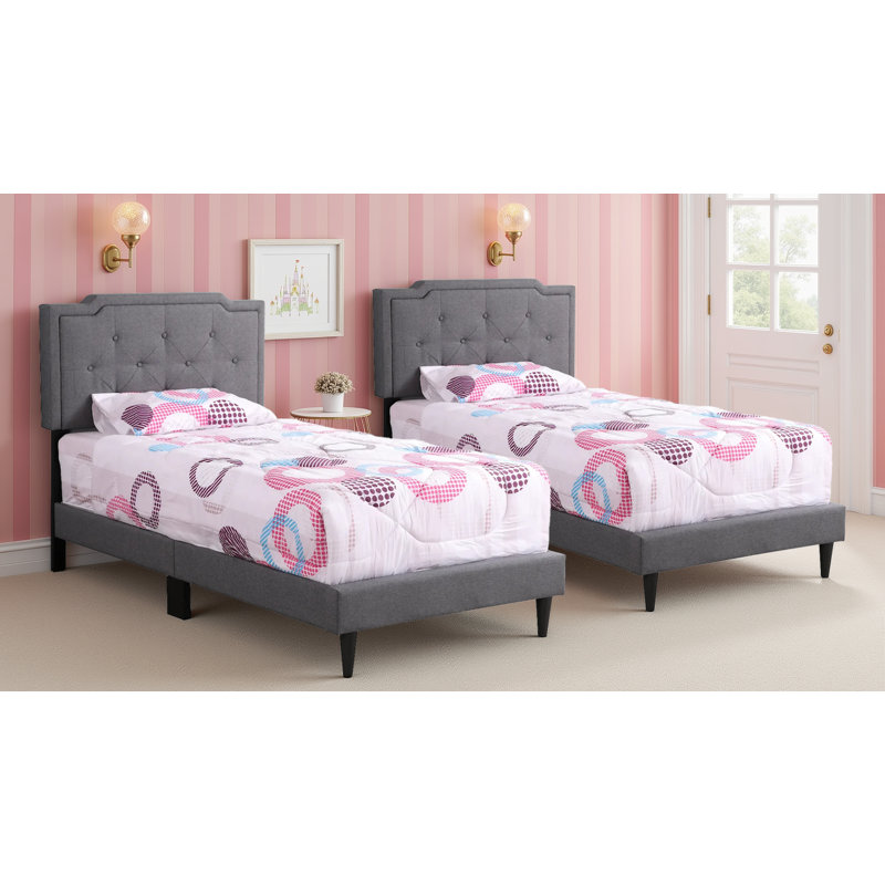 Maiwenn Gray Twin Bed Set Of 2, Gray, Twin
