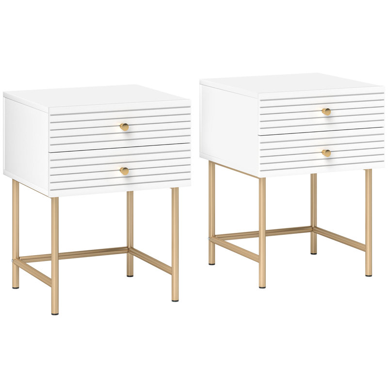 Becraft 40cm W Manufactured Wood Bedside Table, White