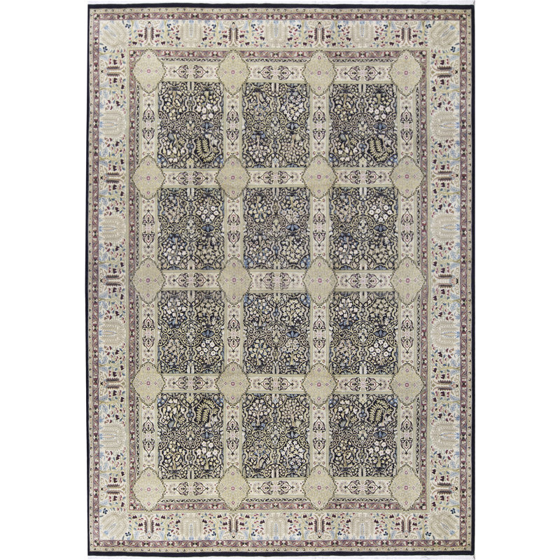 Tapis beige noué à la main de haute qualité