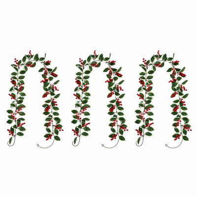 3pcs Red Berry Christmas Garland, 6FT Flexible Artificial Berry Garland for Indoor Outdoor Home Fireplace Decoration for Winter Christmas Holiday New Year Decor