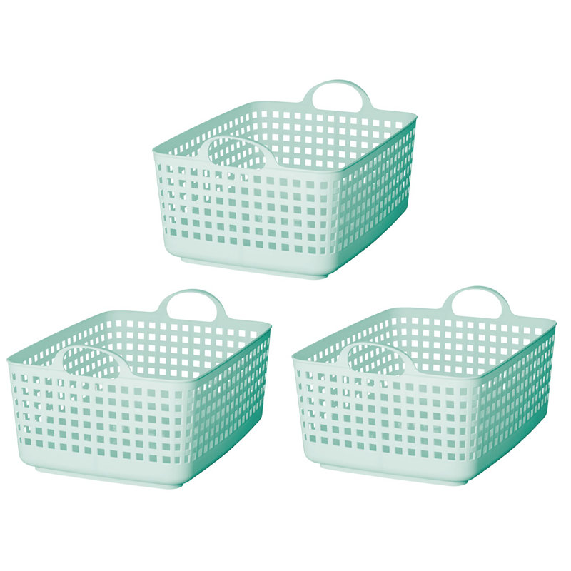 Scandinavia Style Bath Basket Set Of 3, Mint Blue