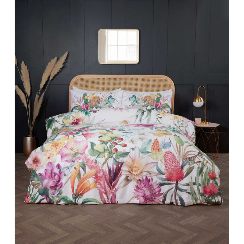 Theophilos Cotton Floral Duvet Cover Set with Pillowcases Included