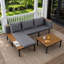Ensemble de canapé d'extérieur moderne en bois d'acacia avec coussins résistants à l'eau et table basse pour terrasse-129910546