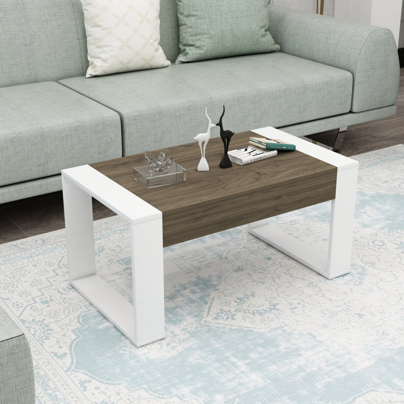 Verda Four Leg Coffee Table, Walnut, White