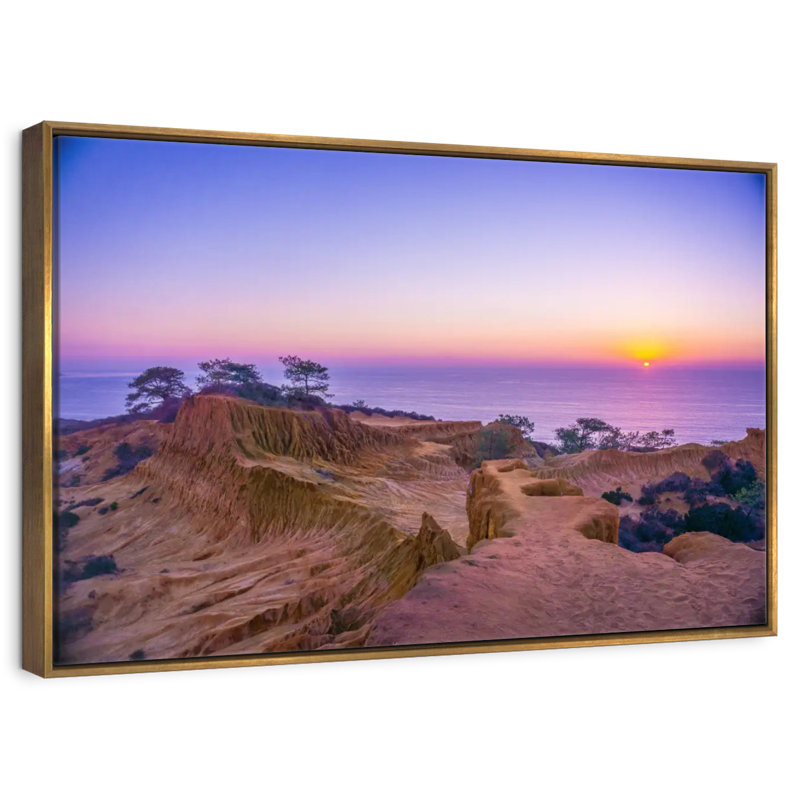 Coucher de soleil Torrey Pines, Cadre flottant doré, 40 po x 27 po