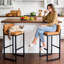 Tabouret de bar rembourré à dossier bas avec structure en métal épaissie pour îlot de cuisine-92115245-92115247-91899110