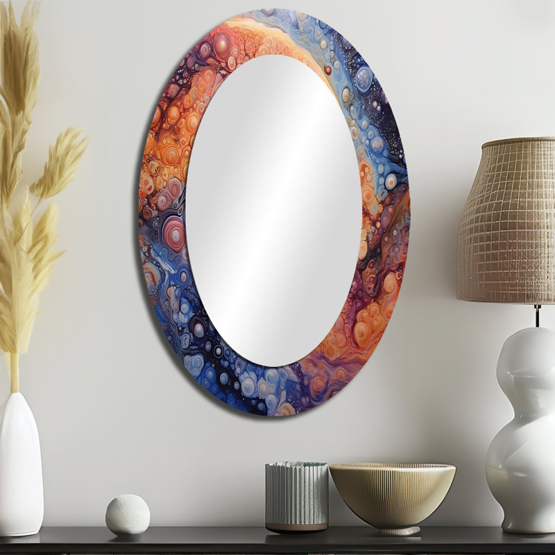 Miroir mural ovale jaune et orange, 36 po x 24 po