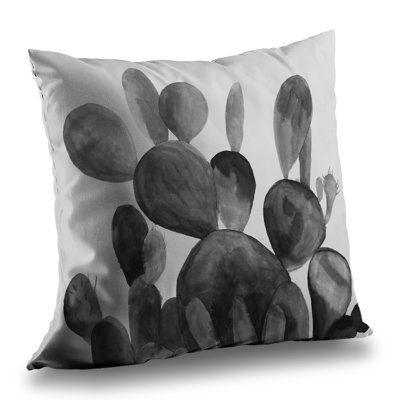 Grayscale Paddle Cactus Plant | Beige Poly Twill Throw Decor