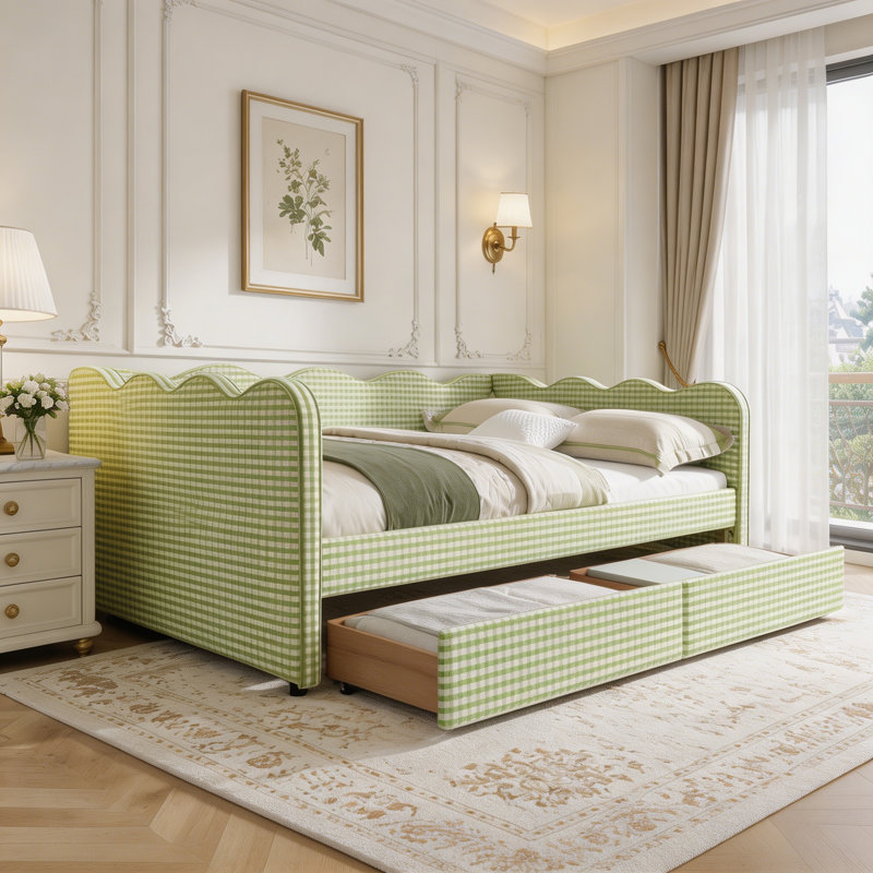 Lit de jour double, full-Drawers, Green