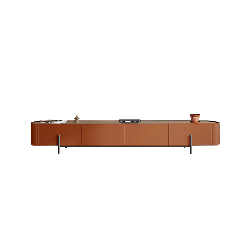 Meuble télé moderne de style nordique, 94.49", Orange / gris