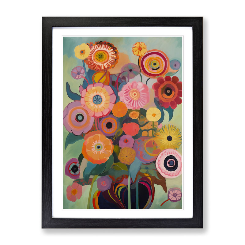Flowers Orphism Style Vol.4 - Framed Print, 46cm H x 34cm W x 2cm D, Black