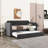 Twin Daybed With Charging And Folding Trundle - Soft Velvet Upholstery For Bedroom Dark Grey Bed Expandable Storage Comfortable Decor-2103222476