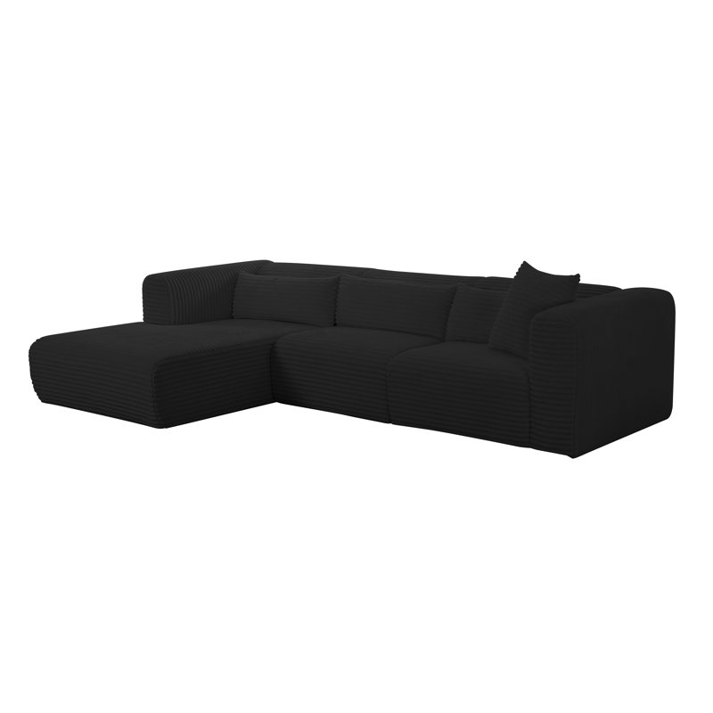 Chinenye Living Sectional and Chair Set, Black, Right Hand Facing