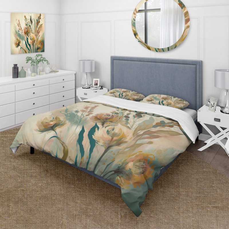 Ensemble de housse de couette Wild Flowers In Faded Vintage Colors III Bedding
