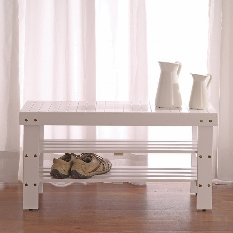Quality Solid Wood Material Shoe Bench, White