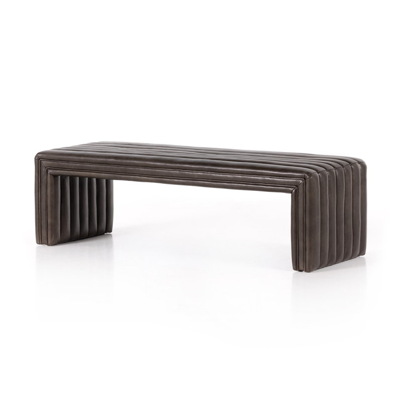 Banc rembourré 61 po Brandt, Cuir véritable loup diacre