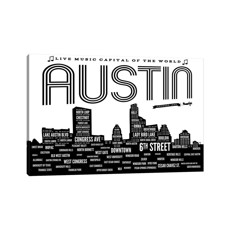 Austin Neighborhoods by Benton Park Prints - Wrapped Canvas Print
