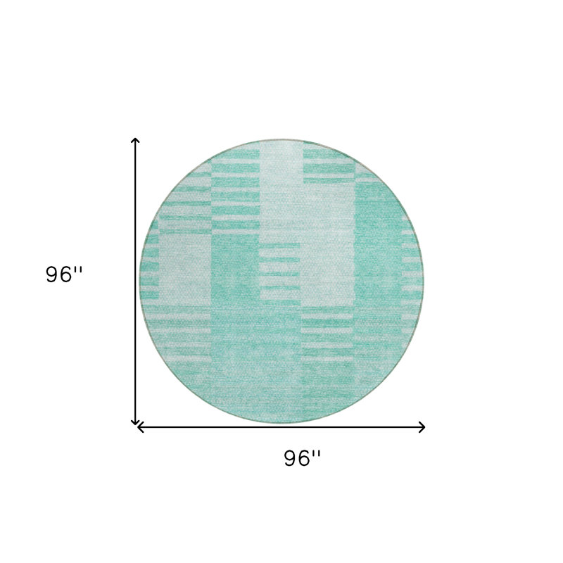 Tapis extérieur lavable rayé bleu sarcelle et ivoire 8 pi