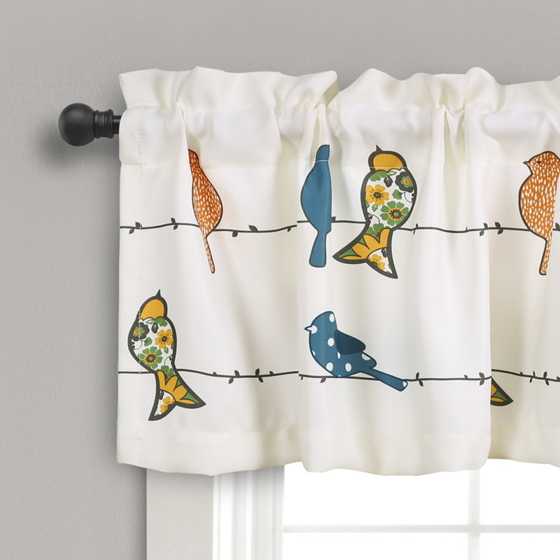 Rowley Birds Tailored 52'' W Window Valance, Yellow/Blue