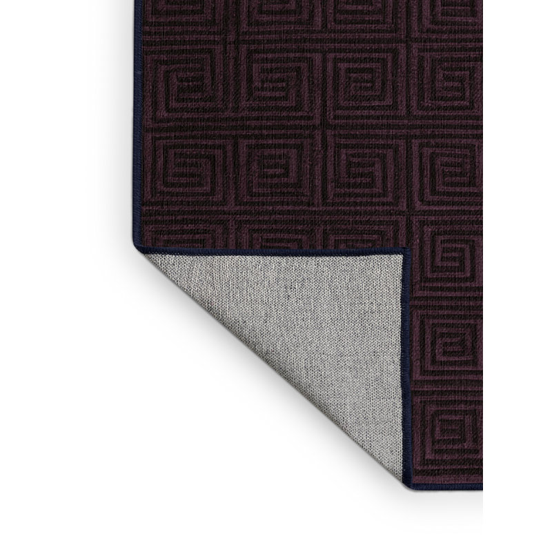 Tapis noir en treillis lavable à la machine, Rond 7 pi