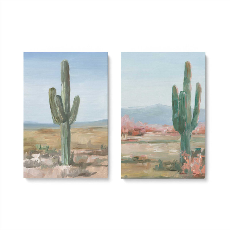 Ensemble de 2 cactus intemporels Saguaro, Toile tendue, H 18 po x l 24 po
