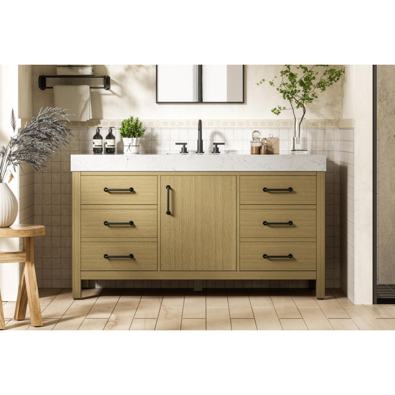 Meuble-lavabo simple 60 po_Traditional_VF60660, Brun miel