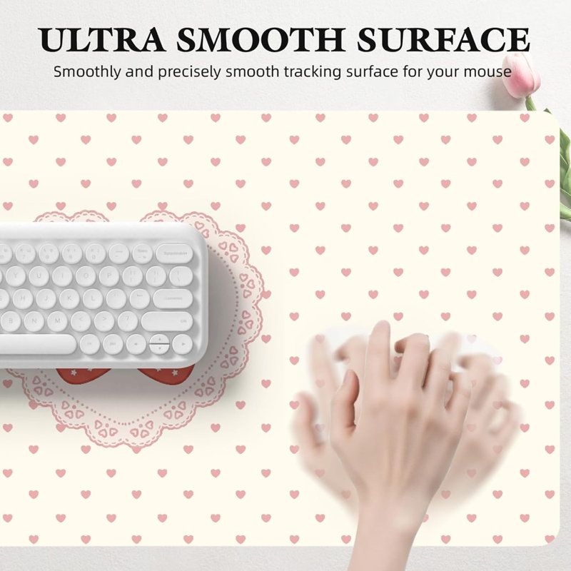 Mignon tapis de souris de jeu rose avec cœur Love Strawberry Pink