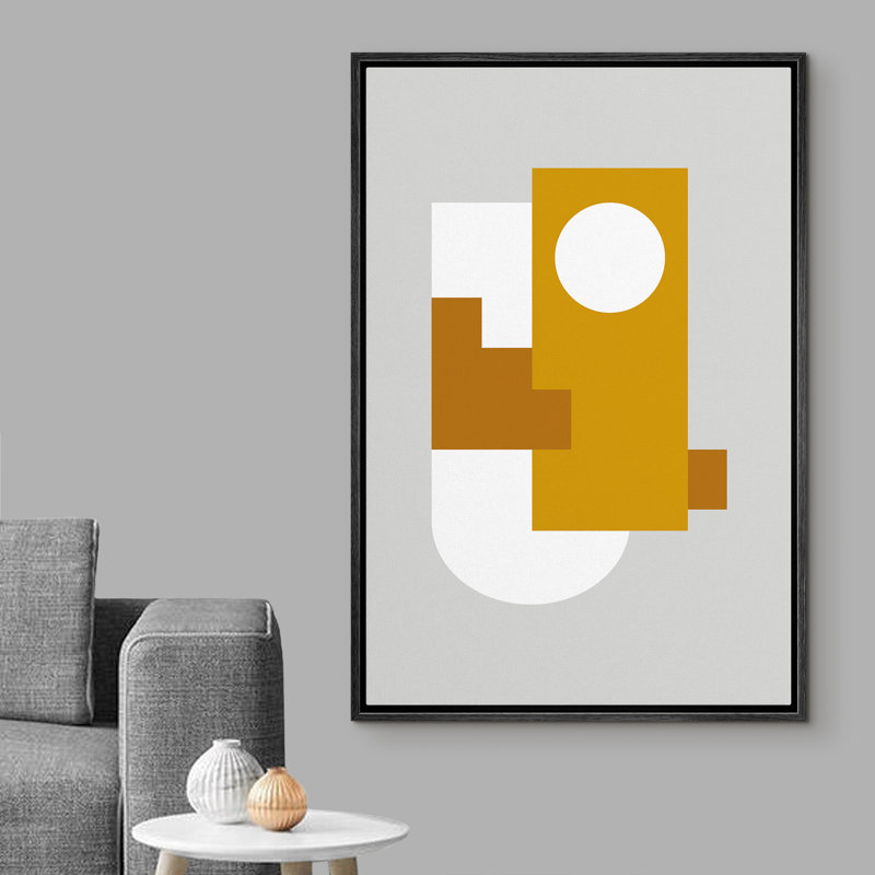 " Rectangular, Circle And Polygons Intesect Together ", 24" H x 16" W x 1.5" D, Black Framed