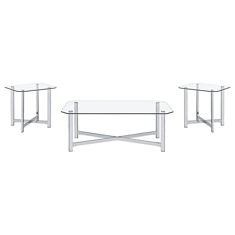 Ensemble de tables basses 3 pièces, H 18,26 po x l 48,01 po x P 26,01 po