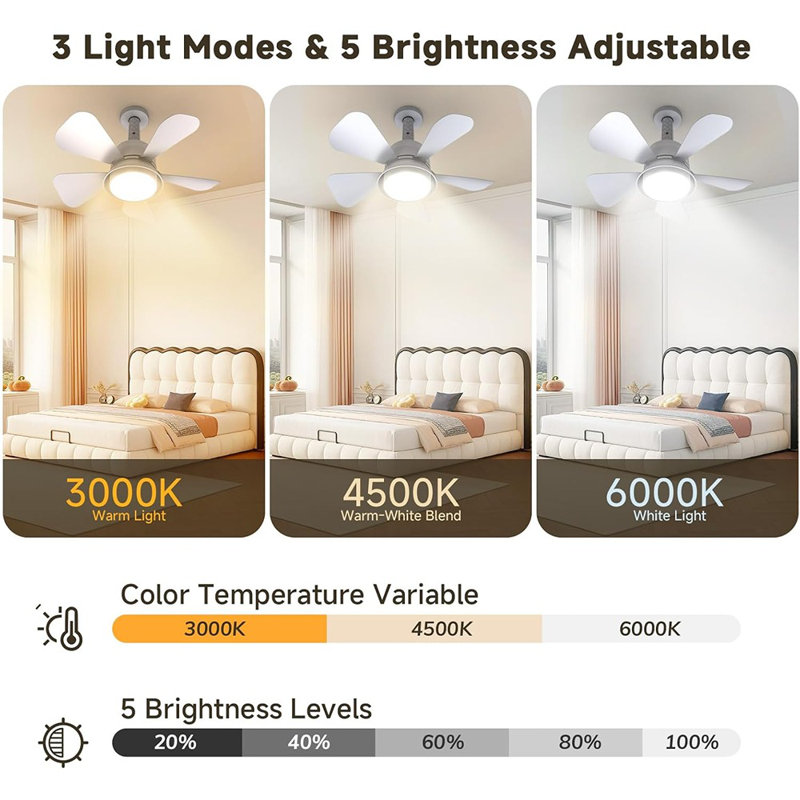 Ceiling Fans With Lights And Remote, Ceiling Fan Light 3000K-600...