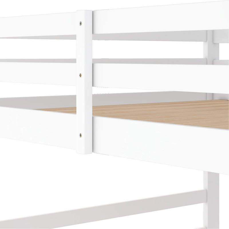 Lit superposé double blanc avec cadre - Fabriqué en bois massif, Blanc