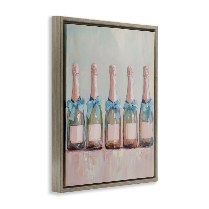  Cadre flottant bleu bouteille de champagne, design par Petal Prints Design, H 21 po x l 17 po