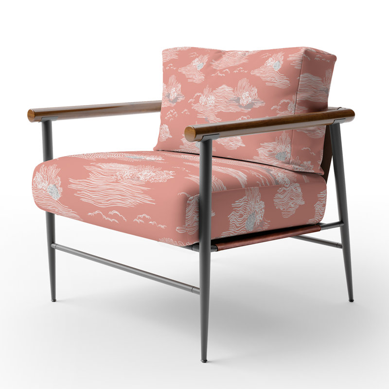 Chaise rembourrée Abstract, Bras ronds bruns