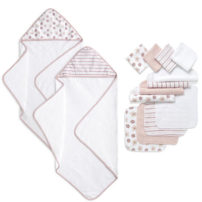 Ensemble de serviettes et débarbouillettes à capuchon pour bébé 14 pièces Dream On Me