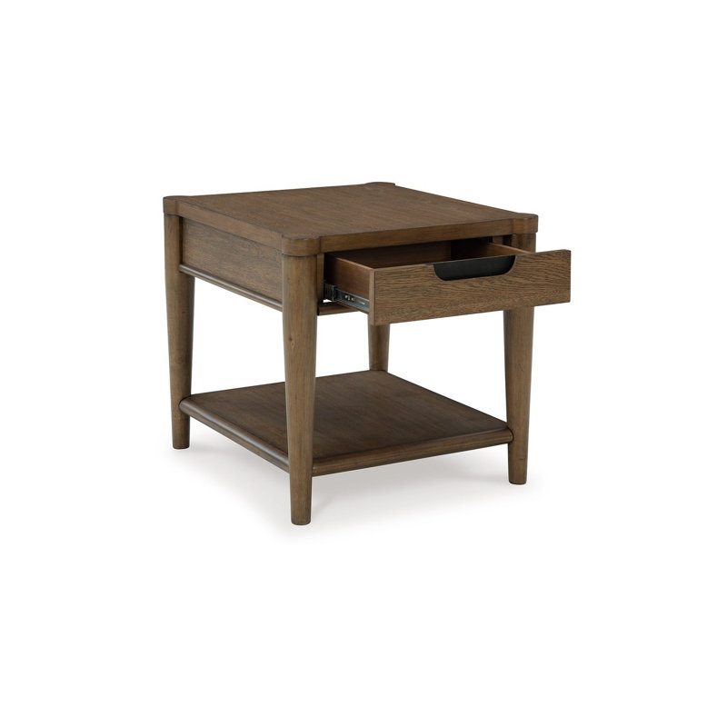 Table de bout Howie, tiroir et tablette, bois brun rectangulaire de 26 po Howie