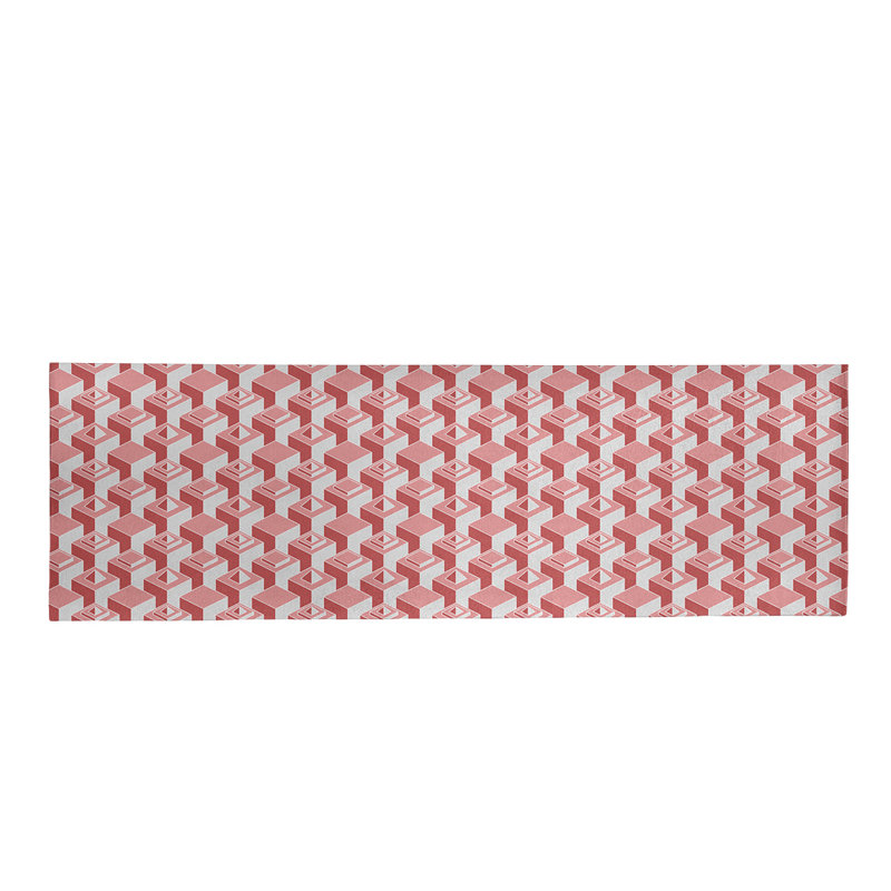 Tapis rouge/rouge lumières/beige monochrome skyscrapers, Tapis de couloir 2 pi 5 po x 8 pi