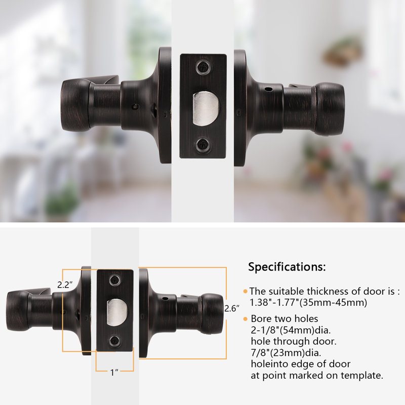 Passage Door Lever with Round Rosette, Oil Rubbed Bronze